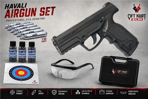ASG Steyr M9-A1 Siyah Havalı Tabanca Set