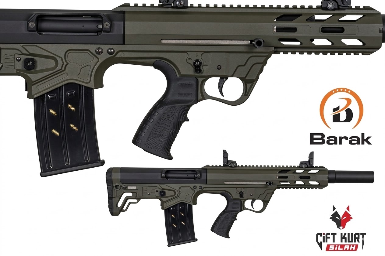 Barak 99 X Yeşil-Siyah Bullpup Şarjörlü Otomatik Yivsiz Av Tüfeği