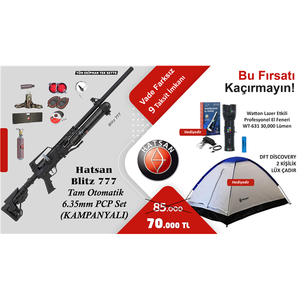 Hatsan Blitz 777 Tam Otomatik 6.35mm PCP Set (Deluxe Yaz Kampanyası)