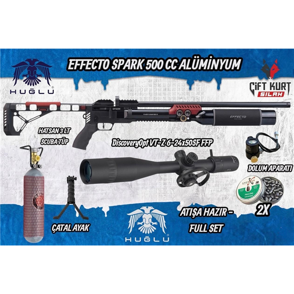 🎯 DEV KAMPANYA: Huğlu Effecto Spark AL 500 PCP Havalı Tüfek Seti | Atışa Hazır Aç-Kullan!