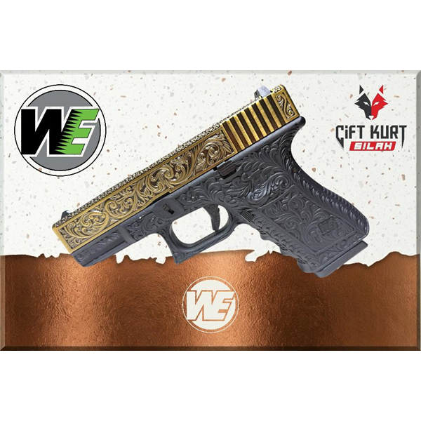 WE Glock 19 Ivory Gravürlü Airsoft Tabanca | Blowback & Green Gas | Çiftkurt Silah